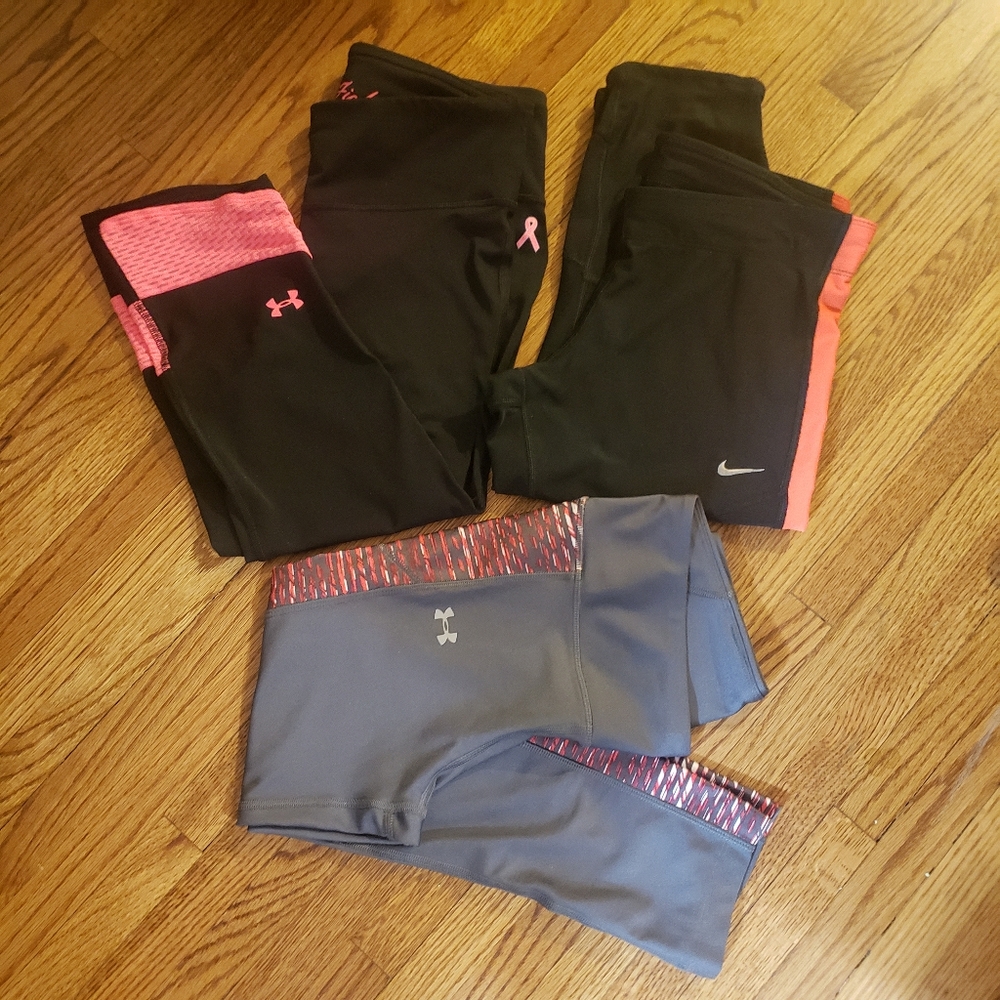3 Women's Capri UA & Nike Leggings sz S